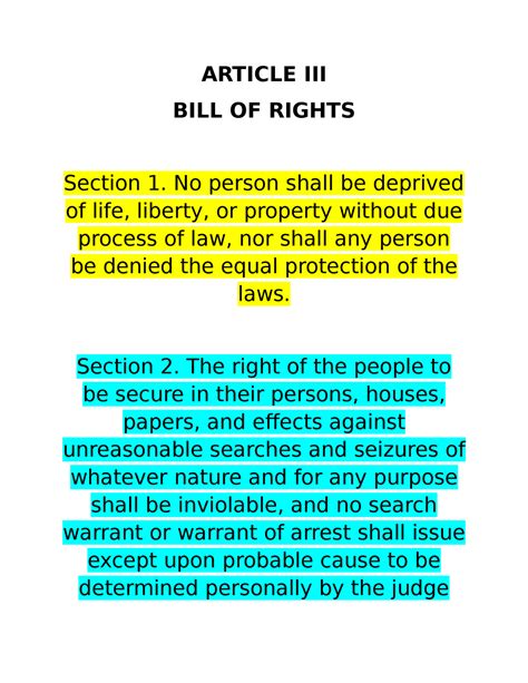 " (<b>1</b>) No person shall be detained solely by reason of his political beliefs and aspirations. . Article 3 bill of rights section 1 to 22 with explanation